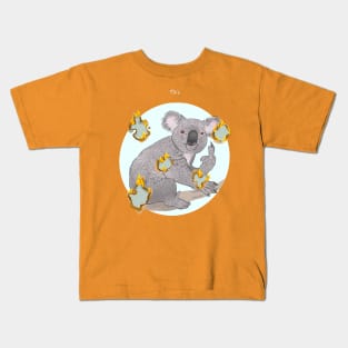 Global warming koala salutes humans Kids T-Shirt